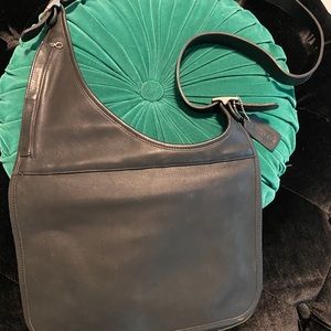 Black COACH leather satchel with silver hardware